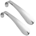 Produktbild: 2 Pack Schuhlöffel Kurz aus Metall - Schuhanzieher Klein 16 cm Handlich - Sta...