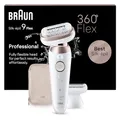 Produktbild: Braun Silk-épil 9 Flex, Epilierer Damen / Haarentferner für langanhaltende Haarentfernung, Ladyshaver, Rasieraufsatz, Trimmeraufsatz, 9-030 3D, Weiß/Rosa Titan