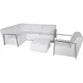 Produktbild: Casa Padrino Art Deco Designer Garten Möbel Set Weiß mit Sunbrella Stoff - schnelltrocknend - Luxus Garten Möbel Set
