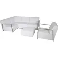 Produktbild: Casa Padrino Art Deco Designer Garten Möbel Set Weiß mit Sunbrella Stoff - schnelltrocknend - Luxus Garten Möbel Set - Weiß
