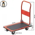 Produktbild: Plattformwagen - Klappbar - Bis 150 kg Tragkraft - Feststellbremse / Transporthilfe mit Lenkrollen / Paketwagen mit Antirutsch-Beschichtung /