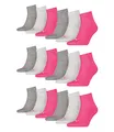 Produktbild: PUMA 18 Paar Unisex Quarter Socken Sneaker Gr. 35-49 für Damen Herren Füßlinge, Farbe:656 - middle grey mélange/pink, Socken & Strümpfe:39-42