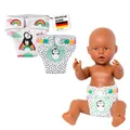 Produktbild: 120 - Stoff-Windeln für Puppen im Pinguin Pünktchen Design 2 Stück mit Klettv...