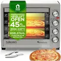 Produktbild: TurboTronic by Z-Line Minibackofen 45 L mit Grill, Umluft, Drehspieß & Timer XXL-Tischbackofen Edelstahl, für Pizza, Aufläufe, Braten Kompakter Mini-Backofen Doppelglastür silberfarben