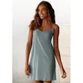 Produktbild: Negligé LASCANA, Damen, Gr. 32/34, N-Gr, grün (jadegrün), Single Jersey, Obermaterial: 100% Baumwolle, unifarben, Basic, figurumspielend mini, V-Ausschnitt, Kleider Negligé, mit Spaghettiträgern
