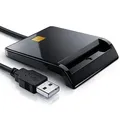 Produktbild: CSL - USB Chipkartenleser SmartCard Reader - Plug and Play - Power Status-LED - USB Bus-Powered - HBCI Fähig - Windows 10 11 kompatibel - schwarz - KEIN PERSONALAUSWEIS