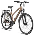 Produktbild: Licorne Bike Premium Touring Trekking Bike in 28 Zoll Aluminium Scheibenbremse Fahrrad für Jungen, Mädchen, Damen und Herren - 21 Gang-Schaltung - Mountainbike - Crossbike (Damen, Gold)