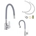 Produktbild: Küchenarmatur Wasserhahn Spültischarmatur Armatur Mischbatterie Brause Flexibler Auslauf 360° Küche Chrom (Grau)