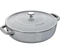 Produktbild: STAUB Gusseisen Bräter, Chistera Tropfenstruktur im Deckel für optimale Befeuchtung/Aromaregen, Rund 28 cm, 3,7 L, Für alle Herdarten geeignet inkl. Induktion & Backofen, Graphitgrau