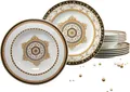 Produktbild: CreaTable Tafelservice Teller Set, Geschirr-Set Majestosa (12-tlg), 6 Personen, Porzellan, Service, Dekor schwarz abgesetzt, 12 Teile, für 6 Personen