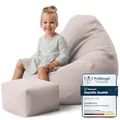Produktbild: DreamRoots Sitzsack Erwachsene Cord oder Kinder - Bean Bag Sofa - Sitzsack Cord mit Hocker und Bezug - Sitzsäcke mit Füllung 70x70x70 cm White Dove