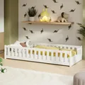 Produktbild: Kids Collective Kinderbett Bodenbett mit Rausfallschutz & Lattenrost Montessori Bett Bed Gitterbett Kinder Jugendbett Einzelbett | 80x160 cm | Weiß