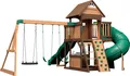 Produktbild: Backyard Discovery Cedar Cove Spielturm aus Holz | XXL Spielhaus für Kinder mit Rutsche, Schaukel, Kletterwand & Aussichtsplattform | Stelzenhaus für den Garten