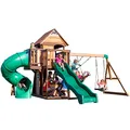 Produktbild: Backyard Discovery Cedar Cove Spielturm aus Holz | XXL Spielhaus für Kinder mit Rutsche, Schaukel, Kletterwand & Aussichtsplattform | Stelzenhaus für den Garten