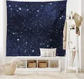 Produktbild: ABAKUHAUS Nacht Wandteppich und Tagesdecke, Vivid Celestial Sky View, aus Weiches Mikrofaser Stoff Wand Dekoration Für Schlafzimmer, 230 x 140 cm, Dunkelblau Weiß