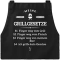 Produktbild: MoonWorks Grill-Schürze für Männer mit Spruch Grillgesetze Baumwoll-Schürze Küchenschürze schwarz unisize