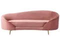 Produktbild: 3er Sofa Samt rosa gebogen oval mit goldenen Metallbeinen Retro Glamourös Savar