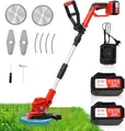 Produktbild: Rasentrimmer mit Akku, Elektrischer Trimmer mit 2 Akku 21V 4.0Ah, Verstellbarer Teleskop-Führungsholm Desbrozadoraeléctrico inalámbrico