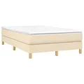 Produktbild: vidaXL Boxspringbett mit Matratze Polsterbett Bettgestell Doppelbett Bett Hotelbett Bettrahmen Lattenrost Schlafzimmerbett Creme 120x200cm Stoff