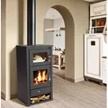 Produktbild: Kaminofen 11.3 kW Backfach + Herdplatte Kachelofen Heizofen Holzofen  56314 - Schwarz
