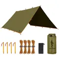 Produktbild: FREE SOLDIER Tarp Wasserdicht 3x3,2m Ultraleicht Zeltplanen UV Schutz Camping Sonnensegel Zelt Freien Multifunktionales Große für Camping,Wandern,Outdoor-Aktivitäten(Braun),Extrabrei