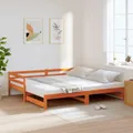 Produktbild: vidaXL Tagesbett, Ausziehbar Gästebett mit Latten Stauraum, Sofabett für Wohnzimmer Schlafzimmer, Bett Holzbett, Wachsbraun 90x200cm Massivholz Kiefer