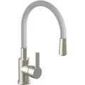 Produktbild: Küchenarmatur FLEXO, biegsamer Wasserhahn Küche, wassersparende Mischbatterie Küche in Edelstahloptik/Grau