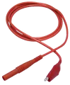 Produktbild: Messleitung McPower, 100cm, rot Sicherheitsstecker -> Krokoklemme