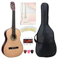 Produktbild: Classic Cantabile AS-851 1/2 Konzertgitarre Starter Set (Komplettes Anfänger Set mit Klassik Gitarre, Gigbag Tasche, Nylonsaiten, Lehrbuch/Schule, 3x Plektren und Stimmpfeife)