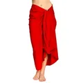Produktbild: PANASIAM Pareo Sarong einfarbig in 2 Größen als Strandtuch Strandkleid Strandrock, oder Bikini Cover-up Tuch für den Strand Schultertuch Schal Halstuch rot 250x116cm | 116 cm x 250 cm