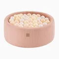 Produktbild: MEOWBABY Bällebad Baby Rund 90x30cm – Ballpool mit 200 Bällen, Schaumstoff, Kinder Bällebad, Spielzeug, Cord, Rosa: Perlwieß/Transparent