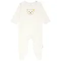 Produktbild: Steiff Baby Strampler - Einteiler, Baumwolle, Bär, Streifen, Druckknöpfe, Logo, langarm Beige/Weiß 86