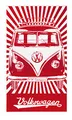 Produktbild: BRISA VW Collection - Volkswagen Strand-Bade-Sauna-Tuch-Liegetuch im T1 Bulli Bus Design (Samba/Stripes/Rot)