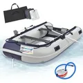 Produktbild: ArtSport Schlauchboot 3,20 m für 4 Personen mit 2 Sitzbänke & Aluboden – Paddelboot mit Paddel, Pumpe, Tasche & Reparaturset – Angelboot aufb... - Schwarz/Grau