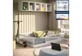 Produktbild: CADANI Kinderbett Timi Bodenbett bis 200 kg belastbar mit abnehmbarem Rausfallschutz (120x200 cm, Montessori Kinder- & Jugendbett aus Kiefer Massivholz), inkl. stabilem Roll-Lattenrost, Weiß