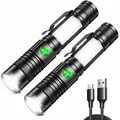 Produktbild: LED Taschenlampe 2000 Lumen Superhell 4 Modi Strobe COB 2 Stück Camping Wandern