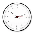Produktbild: K&L Wall Art Lautlose Wanduhr Küche schwarz weiß langlebiges Quarz Uhrwerk roter Sekundenzeiger ohne Tickgeräusche Wohnzimmer Wanduhren modern Büro Schlafzimmer Ø 25cm rund (Schwarz-Weiß)