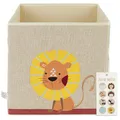 Produktbild: Bieco Aufbewahrungsbox Kinder | Löwen Motiv ca. 36L faltbar | Süße Spielzeug Kiste für Kallax Regal | Aufbewahrungsbox 33x33x33 | Kallax Boxen für Spielzeug Aufbewahrung | Storage Box Kallax