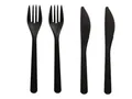 Produktbild: 200 Gabeln u 200 Messer 18,5cm Bio-PP Black extra stabil (Mehrweg) recyclebar