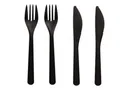 Produktbild: 1000 Gabeln u 1000 Messer 18,5cm Bio-PP Black extra stabil (Mehrweg) recyclebar
