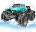 Produktbild: 4WD Amphibisches Ferngesteuertes Auto,RC Auto wasserdicht mit Gestensensor,LED Licht & 2 Akkus,Geschenk für Jungen & Mädchen 4-12 Jahre,Spielzeugauto für Sand,Wasser & Gelände,Baustein-kompatibel