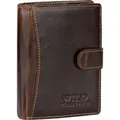 Produktbild: RFID echt Leder Portemonnaie Geldbörse Geldbeutel Herren Hochformat Braun (5502) - Braun