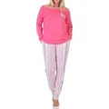 Produktbild: Normann Pyjama Normann Damen Schlafanzug lang in Streifenoptik – auch in Übergröße rosa 52-54