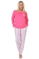 Produktbild: Normann Damen Schlafanzug lang Pyjama in edler Streifenoptik - auch in Übergrößen, Farbe:pink, Größe:52-54