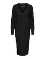Produktbild: ONLY Damen Langarm Strickkleid Oversized | Loose Fit Midi Knit Dress | V-Neck Shirt Pullover Onlnew Tessa, Farben:Schwarz, Größe:M