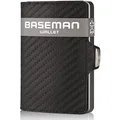 Produktbild: Baseman Slim Wallet mit Münzfach, Kreditkartenetui aus Aluminium & Echtleder, Kartenetui für 10 Kreditkarten, Geldbörse Herren klein, Portemonnaie, Mini Geldbeutel Leder, Schwarz, Elegant