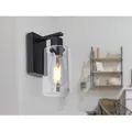 Produktbild: Wandleuchte hadera mit Rauchglas Lampenschirm Metall Schwarz, Höhe 23cm