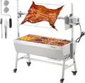 Produktbild: VEVOR Lammgrill, Spanferkelgrill, Spießbratengrill, 61 kg BBQ-Holzkohle-Spießgrill für ganzes Schwein, Lamm, Ziege, elektrischer 42-W-Motor, Edelstahl-Drehspießröster mit feststellbaren Rädern