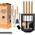 Produktbild: Black-Oak Kaminbesteck Davos, schwarz, aus Metall, mit Holzgriff, Set, 5-teilig