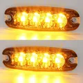 Produktbild: 12V/24V 4LED Warnlicht StroboskoplichtLed Frontblitzer Amber BlitzerSeite War...